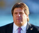 Coach Miguel Herrera of Mexico looks on during leg 2 of the FIFA World Cup Qualifier match between the New Zealand All Whites and Mexico at Westpac Stadium 