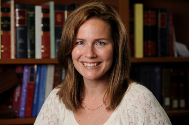 FILE PHOTO: Judge Amy Coney Barrett poses in an undated photograph obtained from Notre Dame University