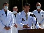 U.S. Navy Commander Dr. Sean Conley, the White House physician, speaks about U.S. President Donald Trump's health, in Bethesda