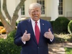 U.S. President Donald Trump makes an announcement about his treatment for coronavirus disease (COVID-19), in Washington