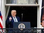 President Trump Delivers Speech To Supporters From White House Balcony