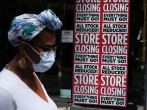 A store advertises a sale on July 07, 2020 in the Brooklyn borough of New York City.