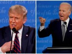 A combination picture shows U.S. President Donald Trump and Democratic presidential nominee Joe Biden during the first 2020 presidential campaign debate, in Cleveland