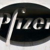 FILE PHOTO: FILE PHOTO: A sign is pictured outside Pfizer Headquarters in the Manhattan borough of New York City