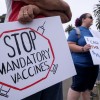 Antivaxxers protesters in Santa Monica, California