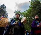 Mapuche indigenous people protest in Santiago, Chile