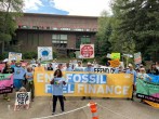 Tee McClenty, Executive Director, MN350, speaks at a rally in front of Jackson Lake Lodge, Aug 25, 2022