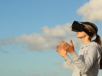 Woman Using Vr Goggles Outdoors