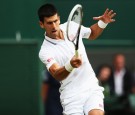 Novak Djokovic in Action for Friday's Wimbledon Championships