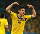 Colombia's James Rodriguez celebrates after scoring his second goal during the 2014 World Cup round of 16 game between Colombia and Uruguay at the Maracana stadium in Rio de Janeiro June 28, 2014.