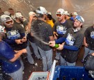 Kansas City Royals celebrate after defeating the Oakland Athletics