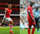 Alex Sanchez (L) Helps Power Arsenal Past Burnley While Mario Balotelli (R) Continues to Struggle for Liverpool