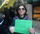 Ellen Swartz just one of over 300 Mexicans and friends protesting the missing students outside the Mexican Consulte in New York, Nov 20, 2014