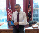 President Obama, Oval Office, Tablet, Technology, Municipal Broadband, State of the Union 2015