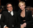 Director David O. Russell (L) and actress Jennifer Lawrence