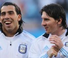 Argentina Forwards Lionel Messi and Carlos Tevez