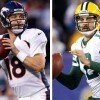 Quarterbacks Aaron Rodgers and Peyton Manning
